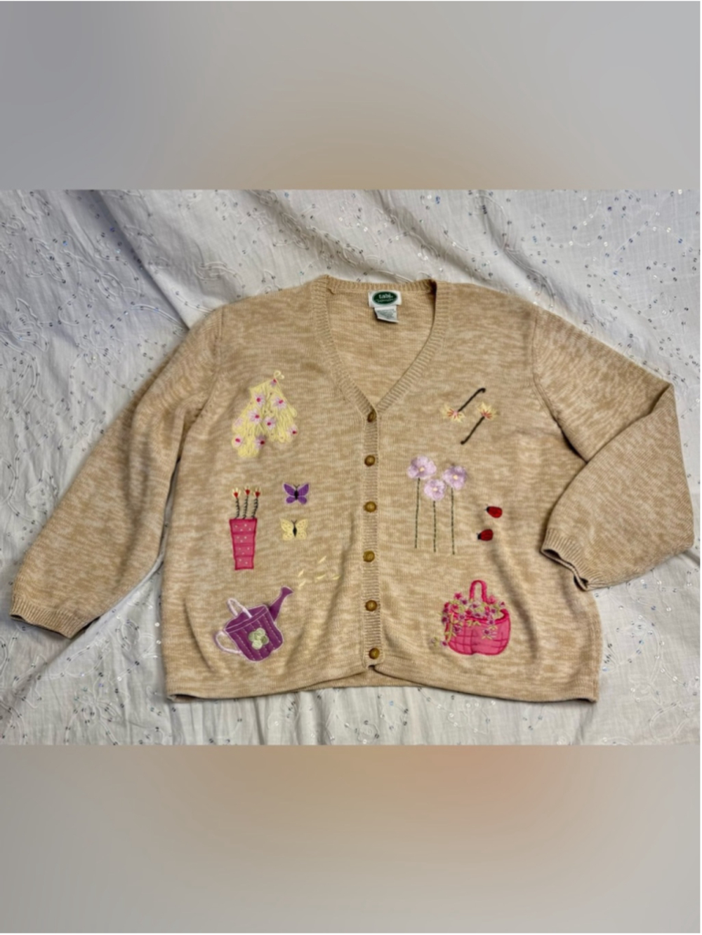 Vintage Tabi Gardener Theme Cotton Cardigan Grandmacore Cottagecore 1X